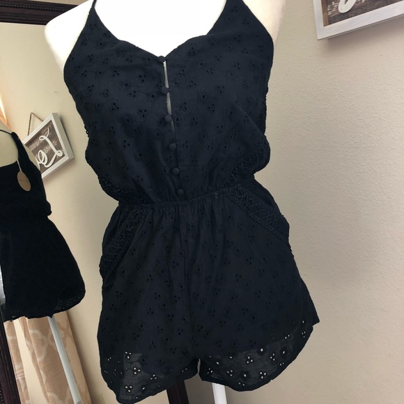 Black Eyelet Romper - Picture 2 of 8